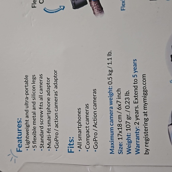 NWT Pictar splat 3 in 1 Flexible Tripod - Picture 5 of 7